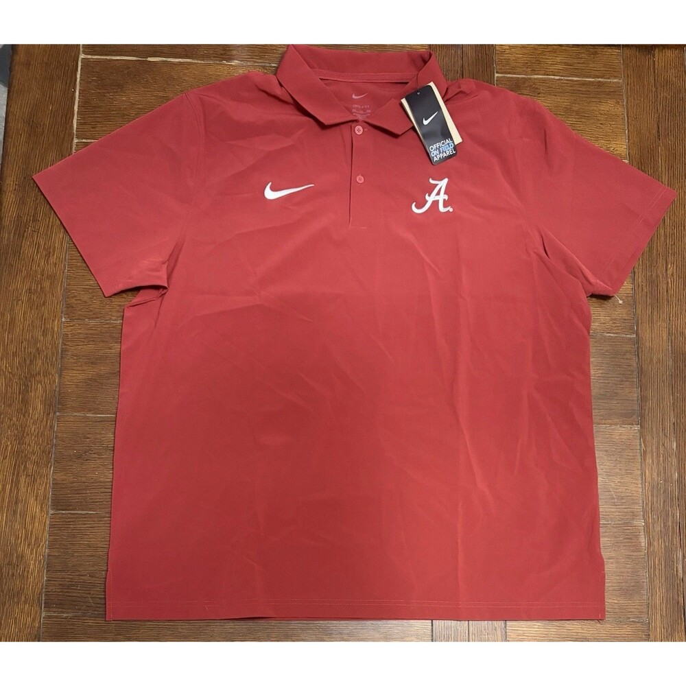 Men’s Alabama Crimson Tide Size 2XL Nike Dri Fit Football Red Coaches Polo NWT